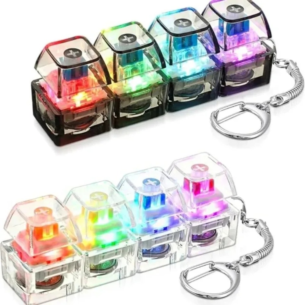 Electronics Gadgets For Kids - LED Keyboard Keychain Fidget Toy Crystal