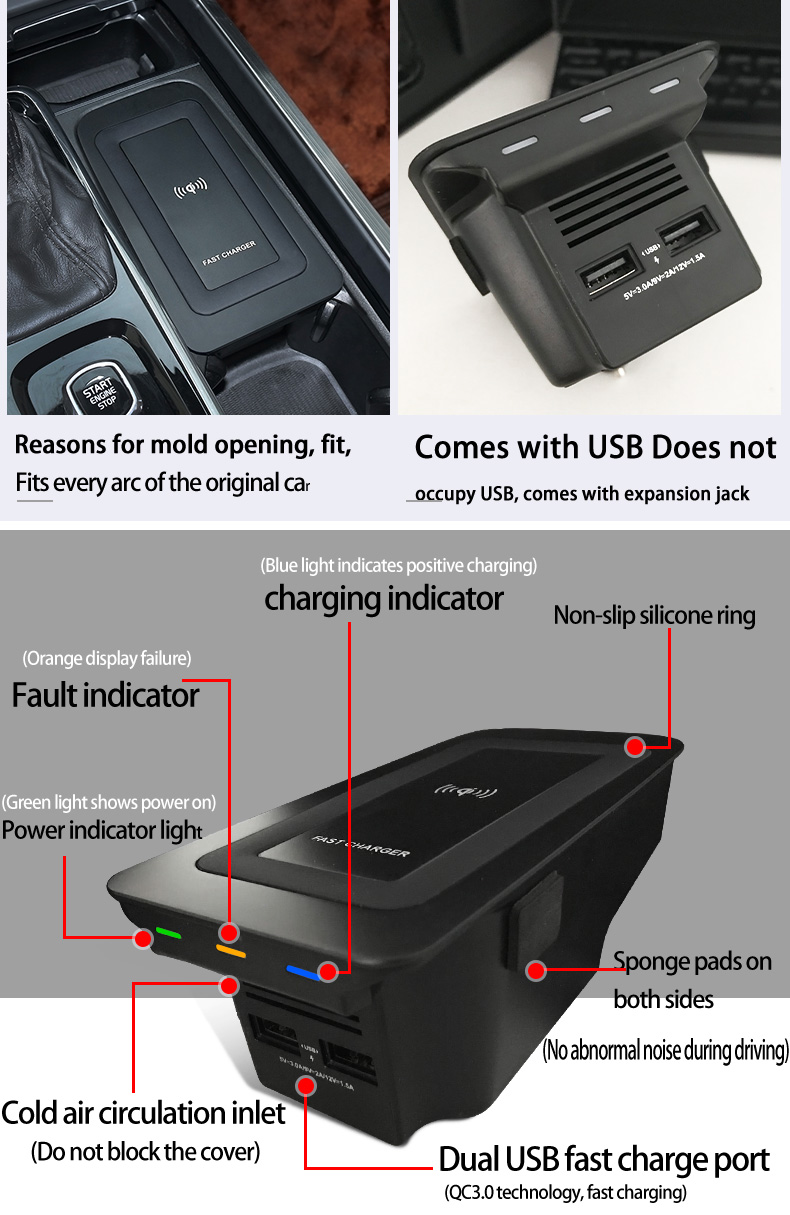 15w Wireless Charger for Volvo - Wireless Phone Charger Pad incelemesi ve fiyatı